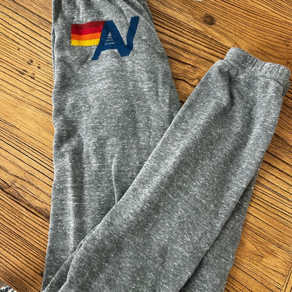 Aviator Nation Gray Sweatpants with Rainbow Logo